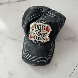 Dog Vibes Only Distressed Baseball Cap NEW